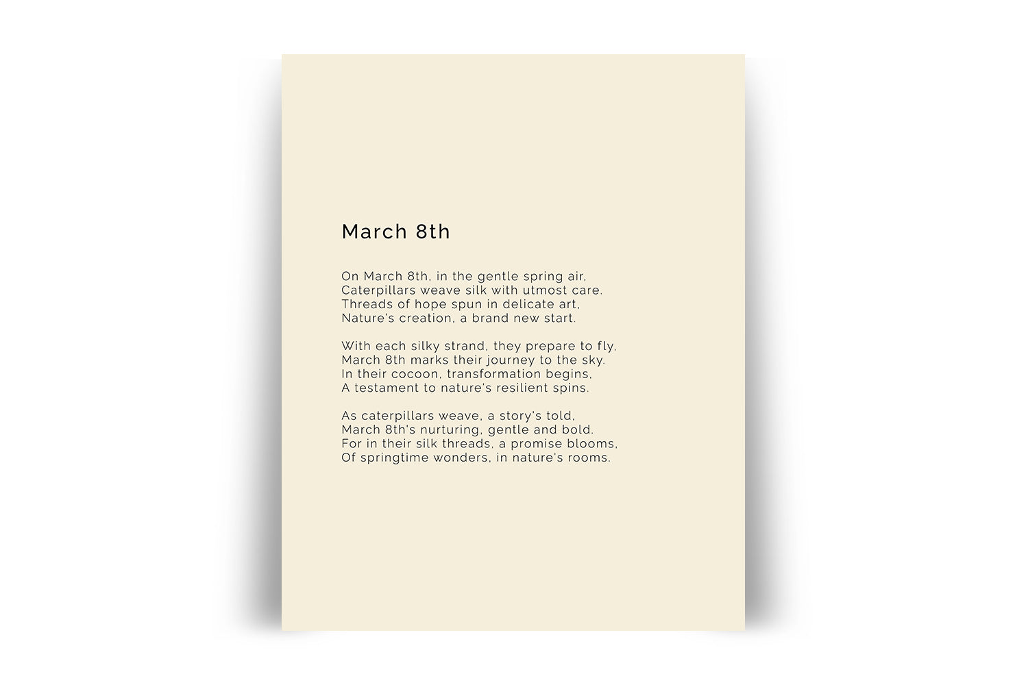 366 Daily Mindfulness Nature Poem Minimalist Print - March 8th