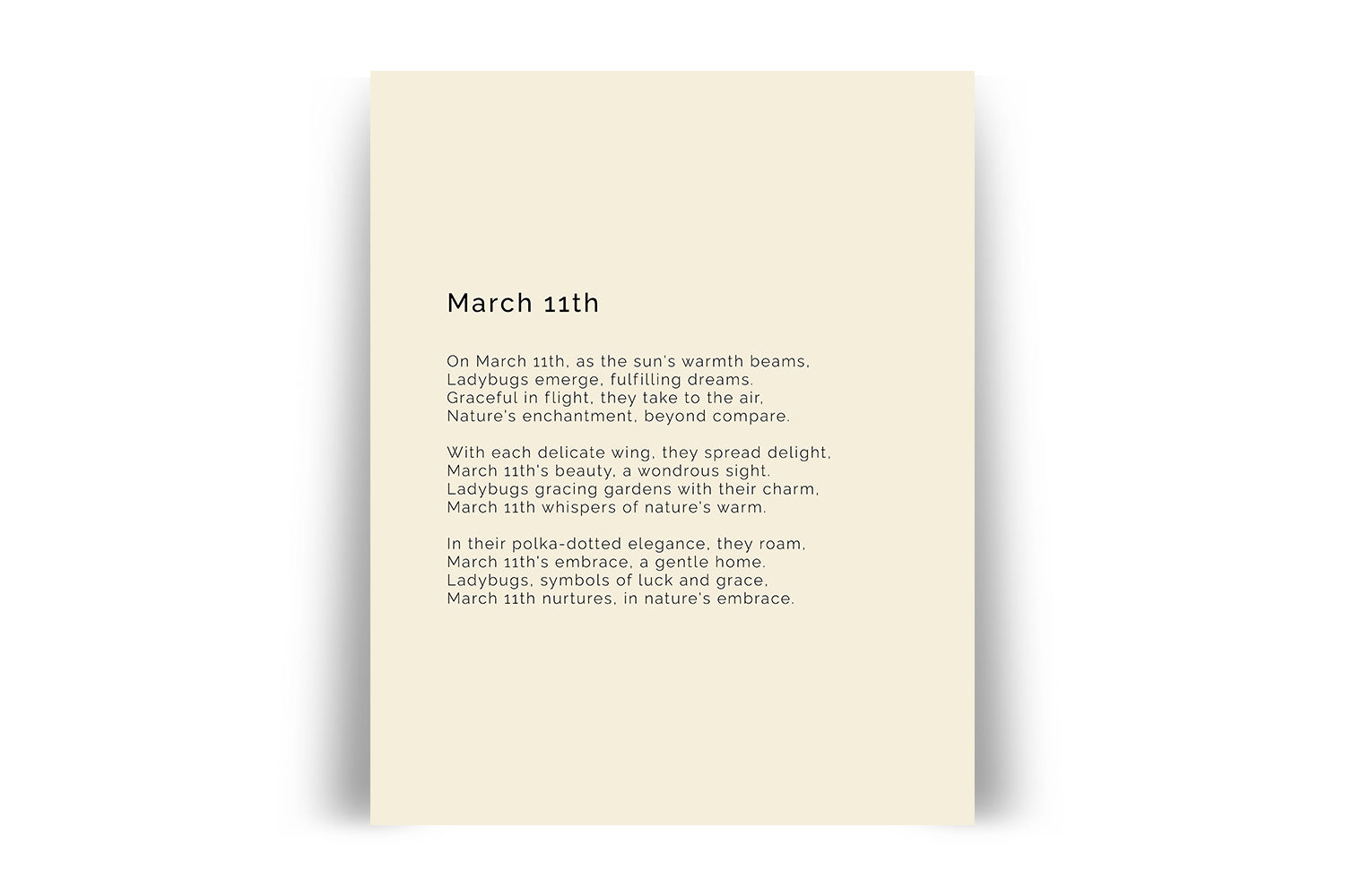 366 Daily Mindfulness Nature Poem Minimalist Print - March 11th