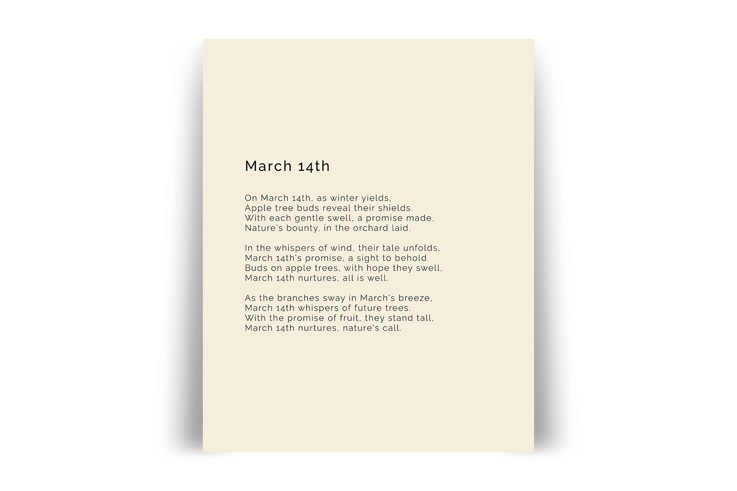 366 Daily Mindfulness Nature Poem Minimalist Print - March 14th
