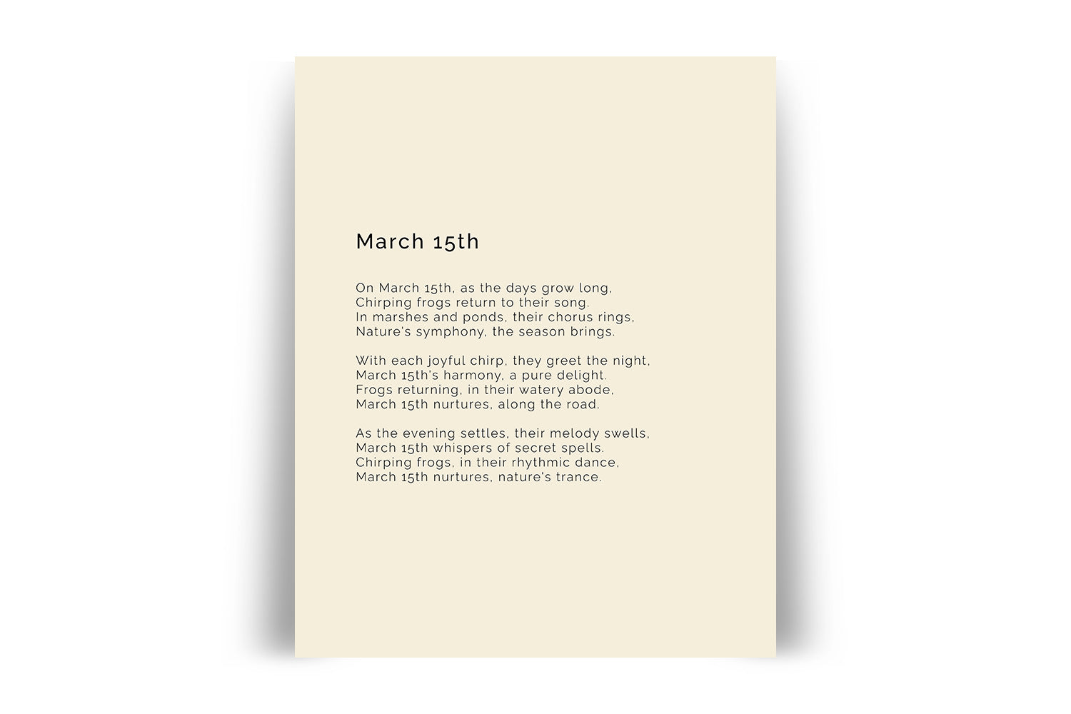366 Daily Mindfulness Nature Poem Minimalist Print - March 15th