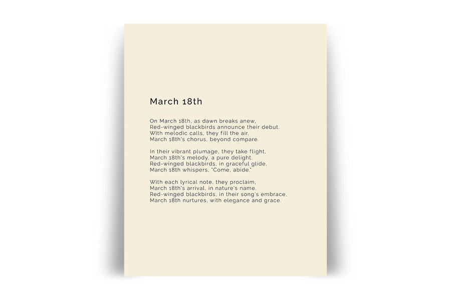 366 Daily Mindfulness Nature Poem Minimalist Print - March 18th