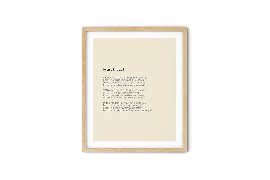 366 Daily Mindfulness Nature Poem Minimalist Print - March 21st