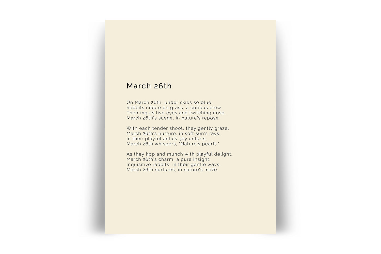 366 Daily Mindfulness Nature Poem Minimalist Print - March 26th