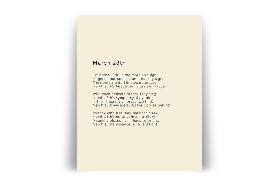 366 Daily Mindfulness Nature Poem Minimalist Print - March 28th