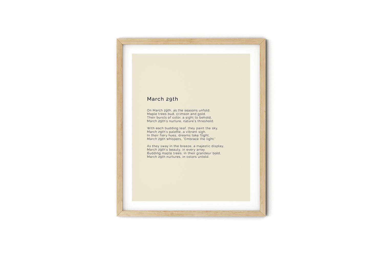 366 Daily Mindfulness Nature Poem Minimalist Print - March 29th