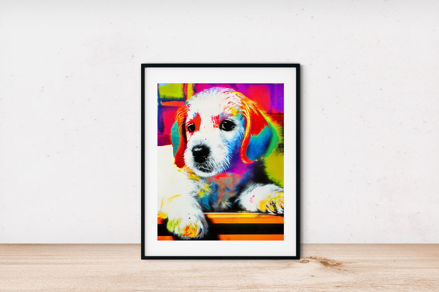 WHITE PUPPY RAINBOW POSTER