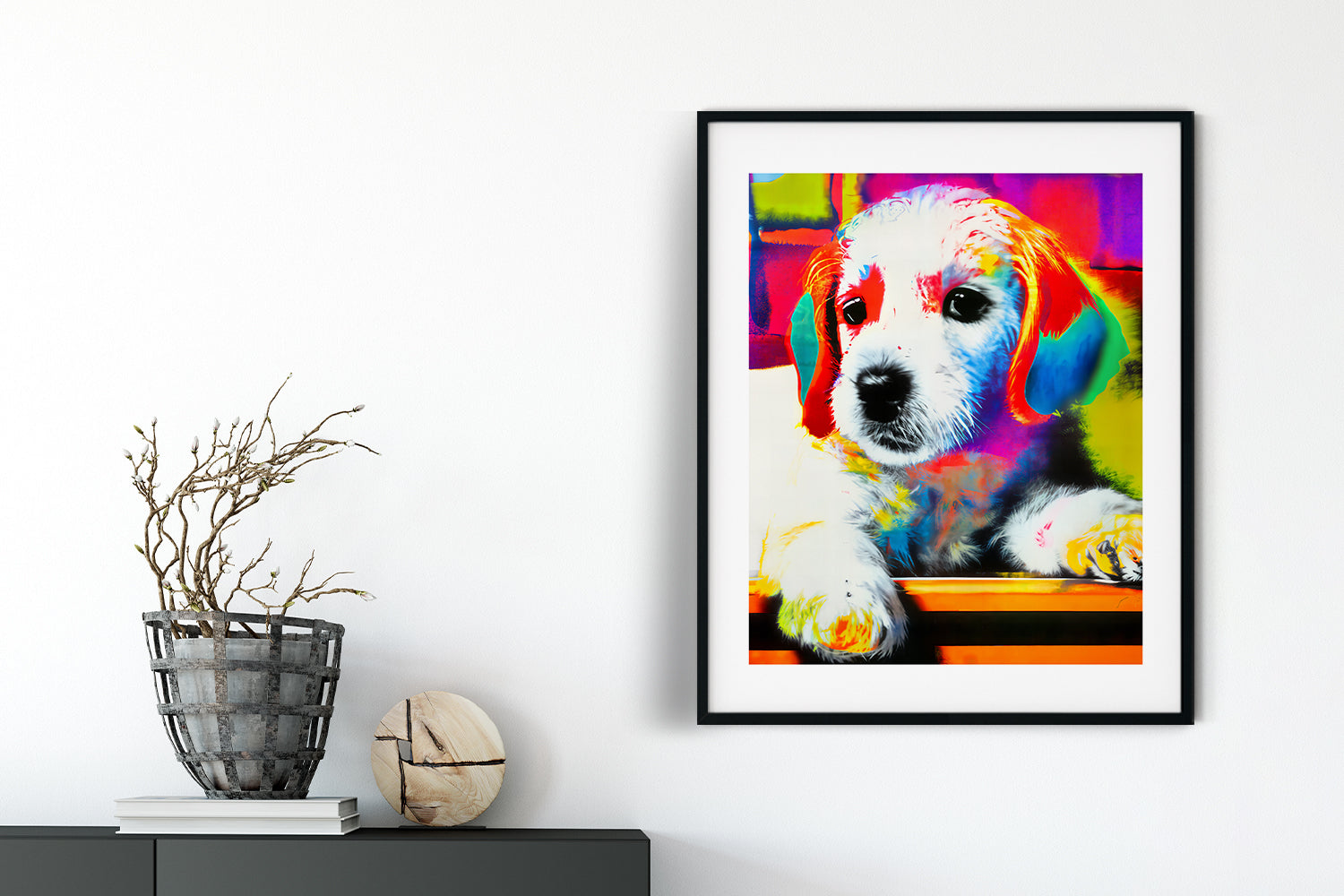 WHITE PUPPY RAINBOW POSTER