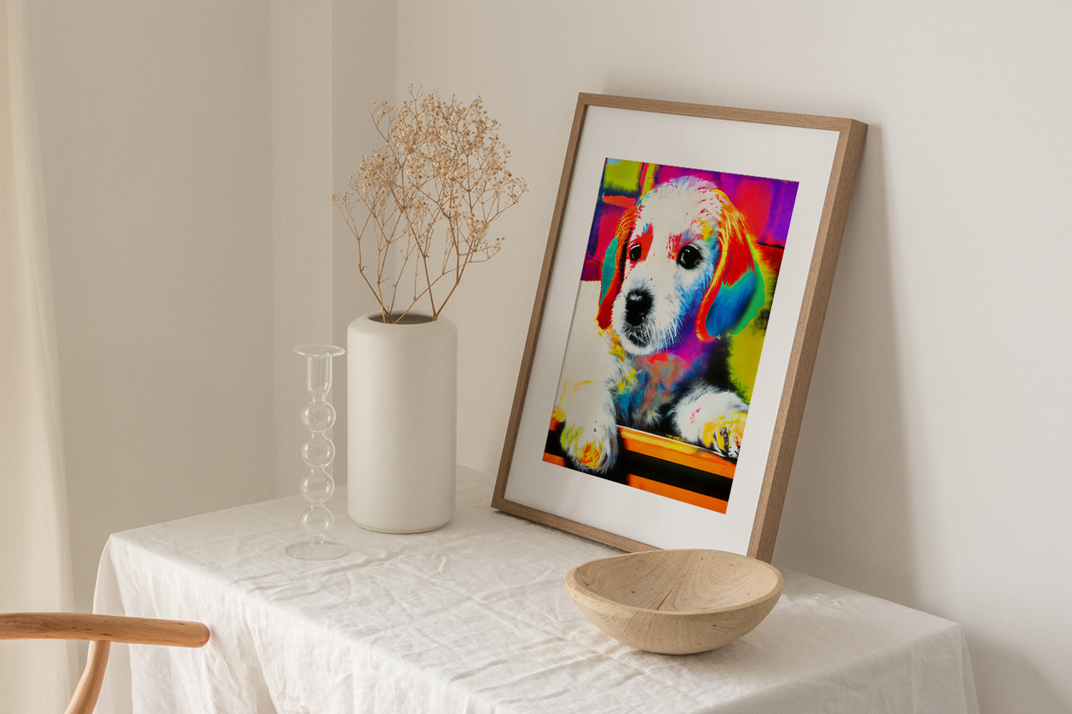 WHITE PUPPY RAINBOW POSTER