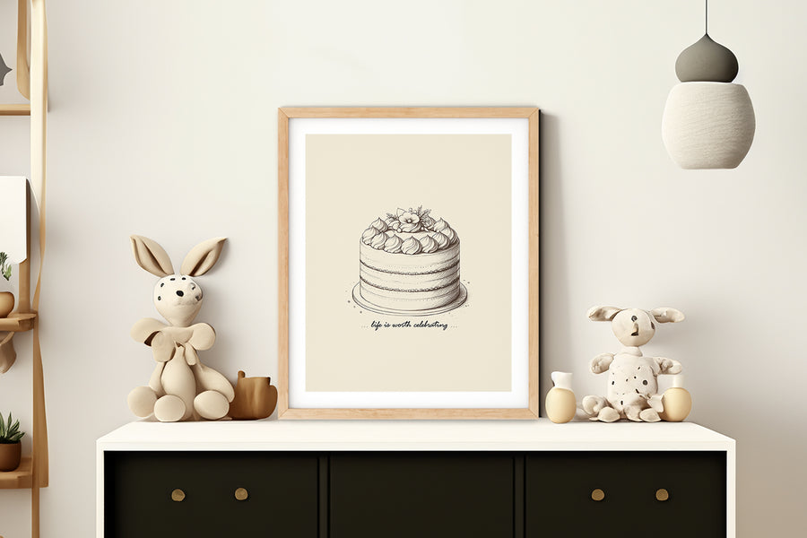 'Life is Worth Celebrating' CAKE Positive Affirmation Art Print - Short Affirmation