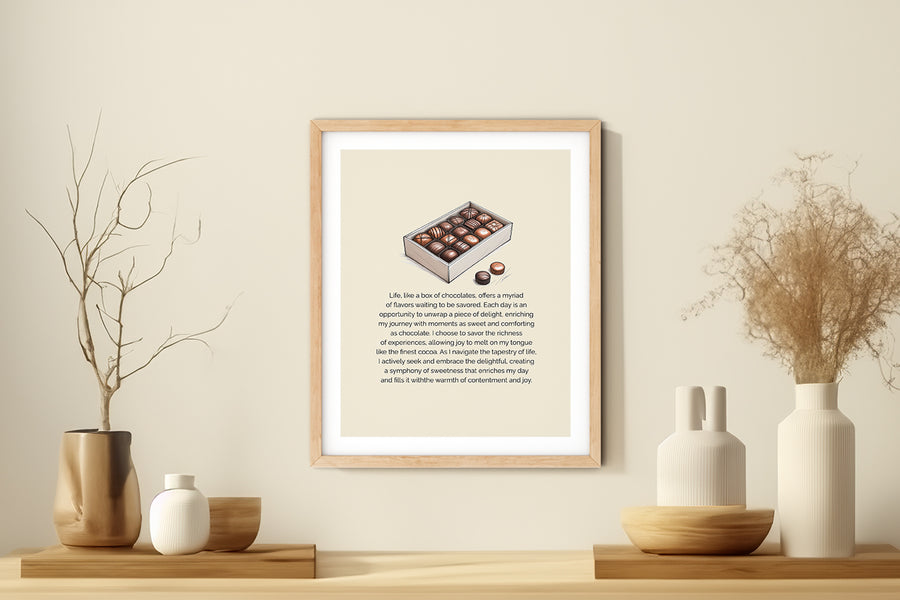 'Enrich Your Day With Something Delightful' CHOCOLATE Positive Affirmation Art Print - Long Affirmation