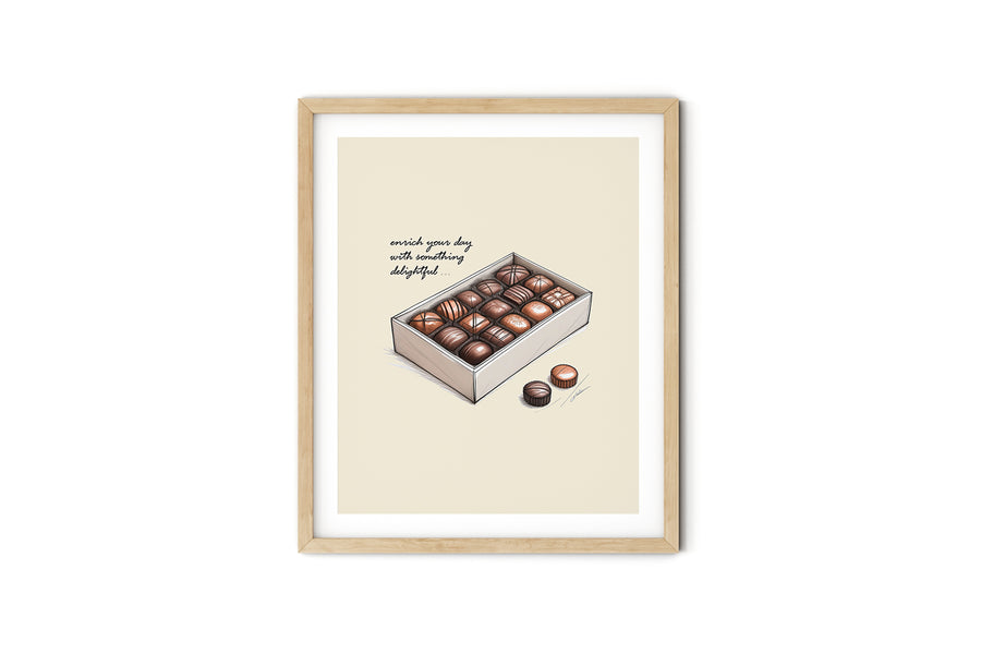 'Enrich Your Day With Something Delightful' CHOCOLATE Positive Affirmation Art Print - Short Affirmation