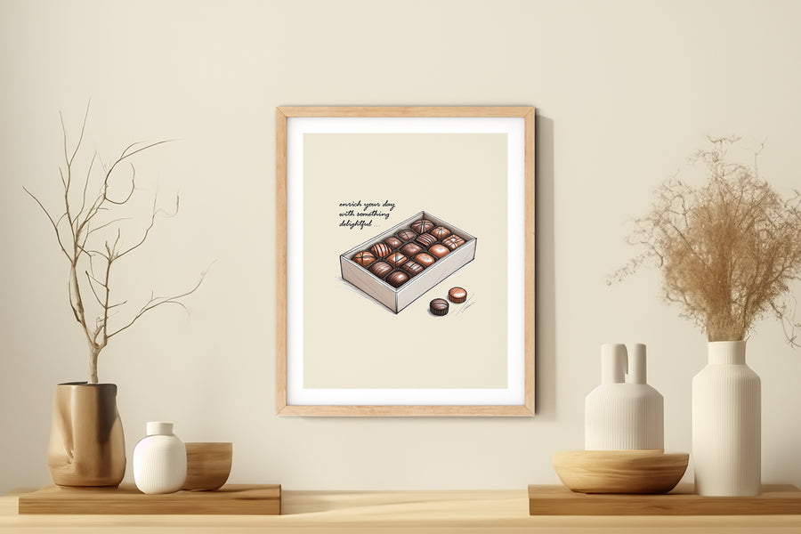 'Enrich Your Day With Something Delightful' CHOCOLATE Positive Affirmation Art Print - Short Affirmation