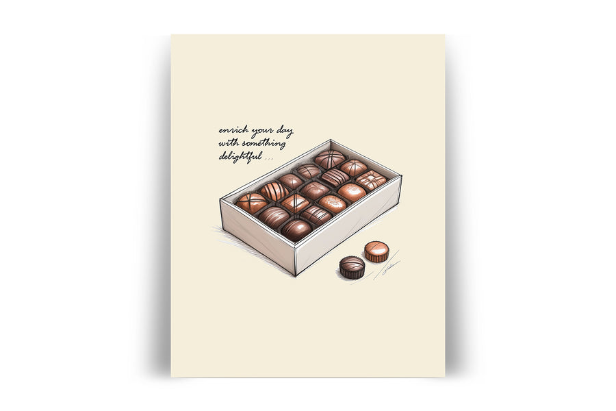 'Enrich Your Day With Something Delightful' CHOCOLATE Positive Affirmation Art Print - Short Affirmation