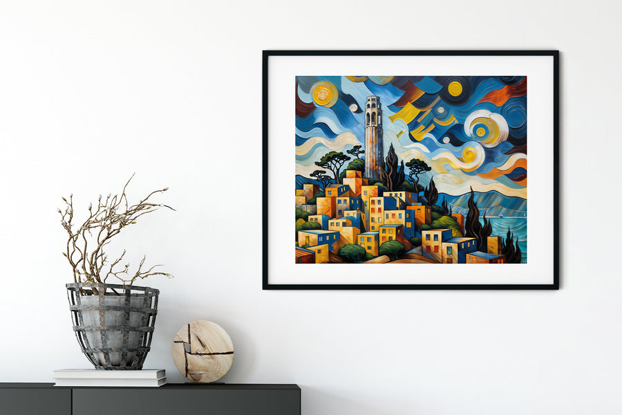 SAN FRANCISCO COIT TOWER CUBIST POSTER
