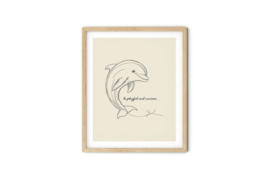 'Be Playful and Curious' DOLPHIN Positive Affirmation Art Print - Short Affirmation