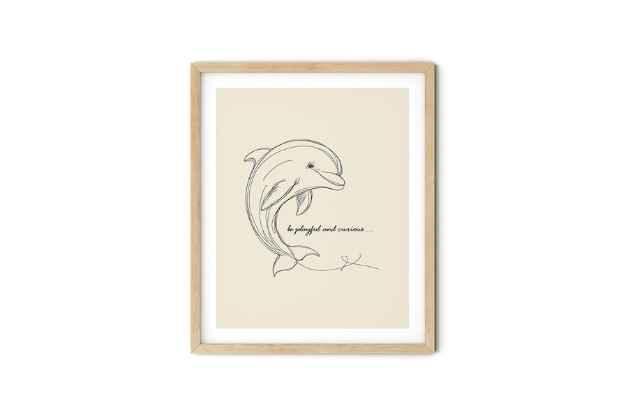 'Be Playful and Curious' DOLPHIN Positive Affirmation Art Print - Short Affirmation