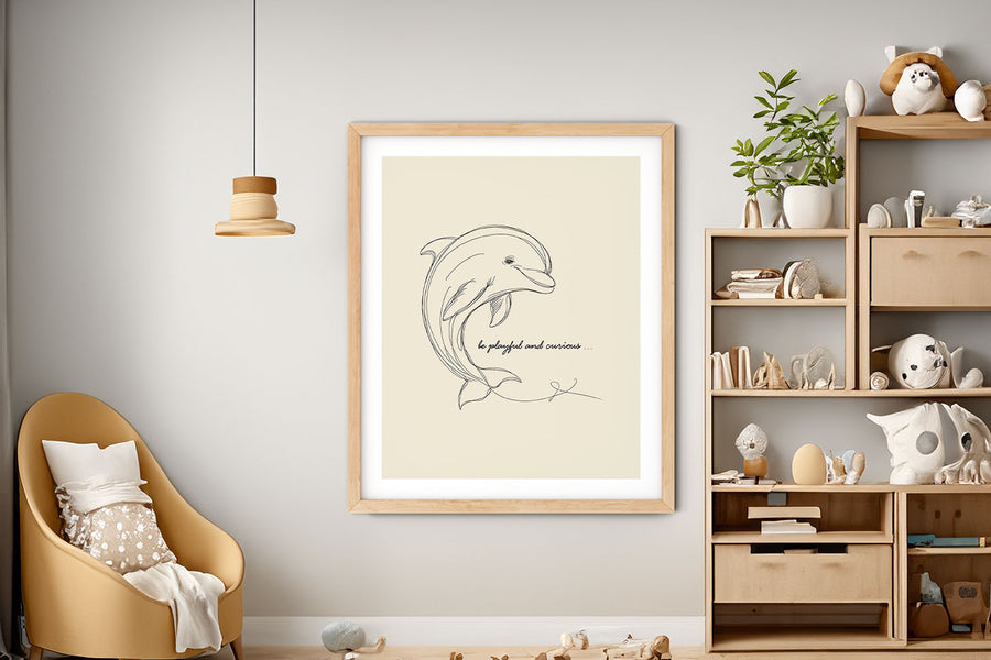 'Be Playful and Curious' DOLPHIN Positive Affirmation Art Print - Short Affirmation