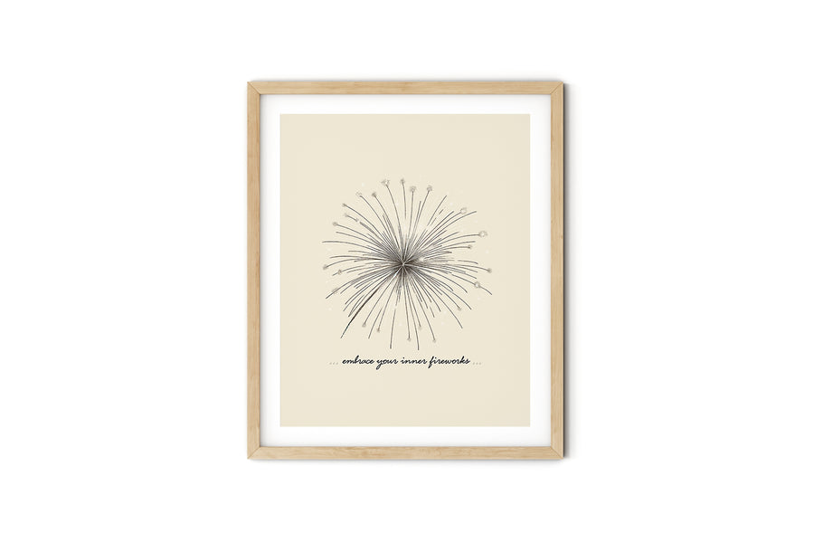 'Embrace Your Inner Fireworks' HAPPY NEW YEAR FIREWORKS Positive Affirmation Art Print - Short Affirmation