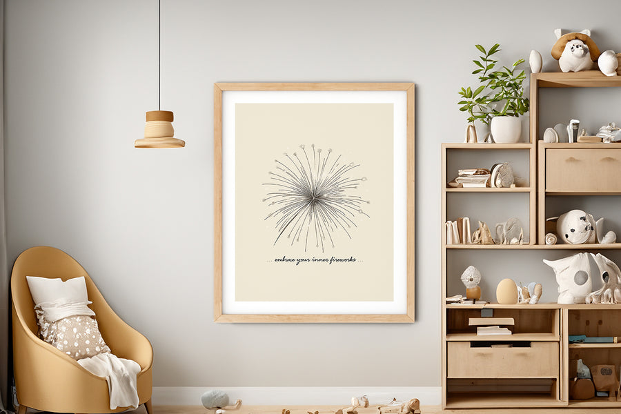 'Embrace Your Inner Fireworks' HAPPY NEW YEAR FIREWORKS Positive Affirmation Art Print - Short Affirmation