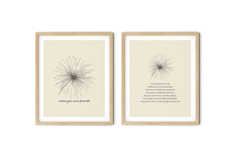 'Embrace Your Inner Fireworks' HAPPY NEW YEAR FIREWORKS Positive Affirmation Art Print - Set of 2 Prints