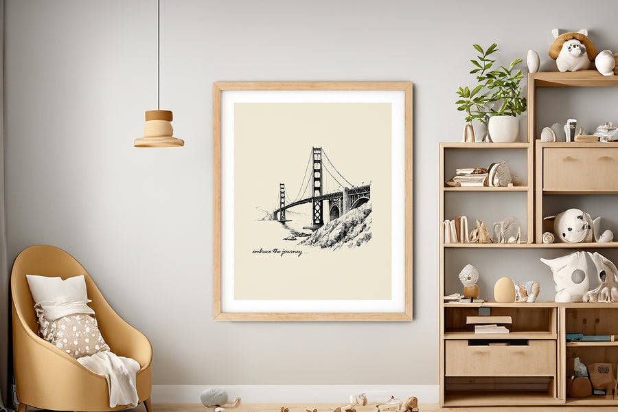 'Embrace The Journey' GOLDEN GATE BRIDGE Positive Affirmation Art Print - Short Affirmation