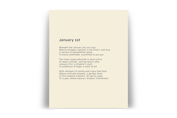 366 Daily Mindfulness Nature Poem Minimalist Print - January 1st