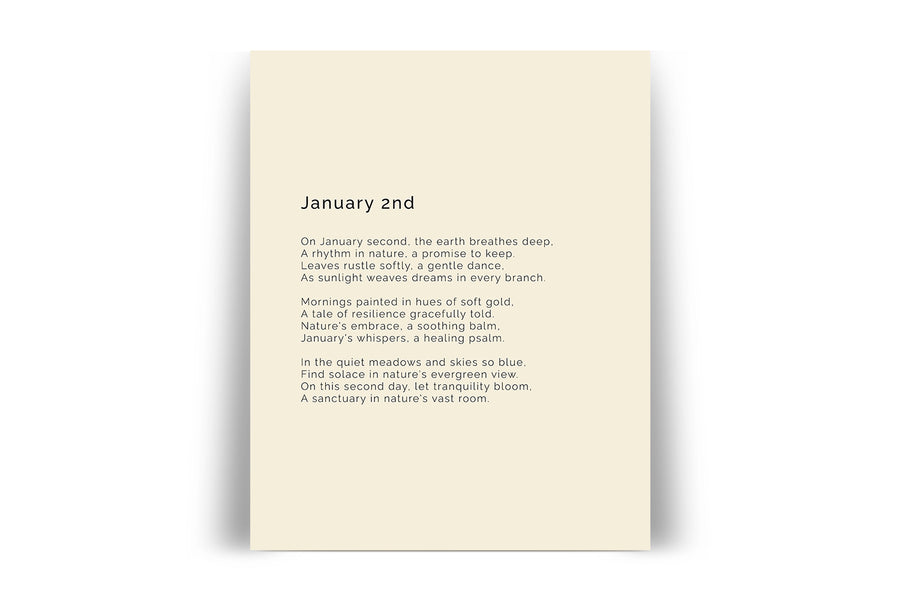 366 Daily Mindfulness Nature Poem Minimalist Print - January 2nd