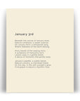366 Daily Nature Poem Minimalist Print - January 3rd