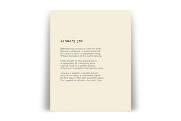 366 Daily Mindfulness Nature Poem Minimalist Print - January 3rd