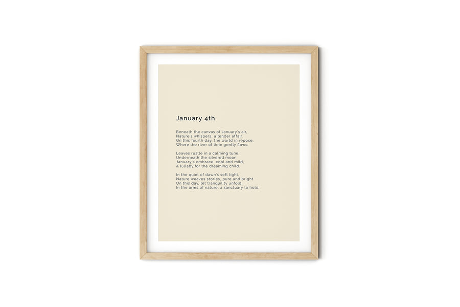 366 Daily Mindfulness Nature Poem Minimalist Print - January 4th