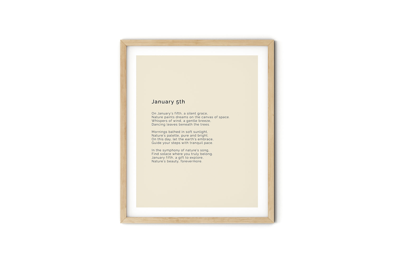 366 Daily Mindfulness Nature Poem Minimalist Print - January 5th