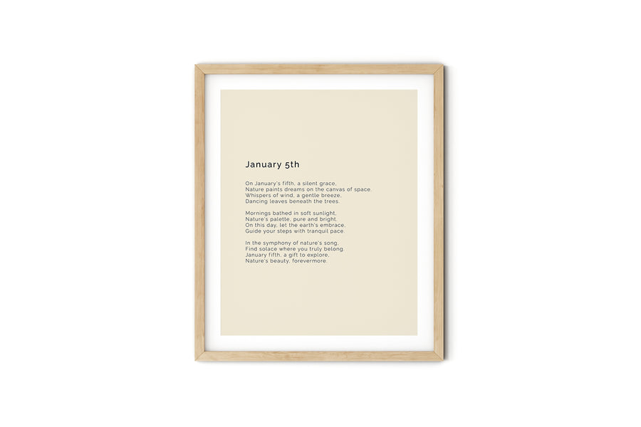 366 Daily Mindfulness Nature Poem Minimalist Print - January 5th