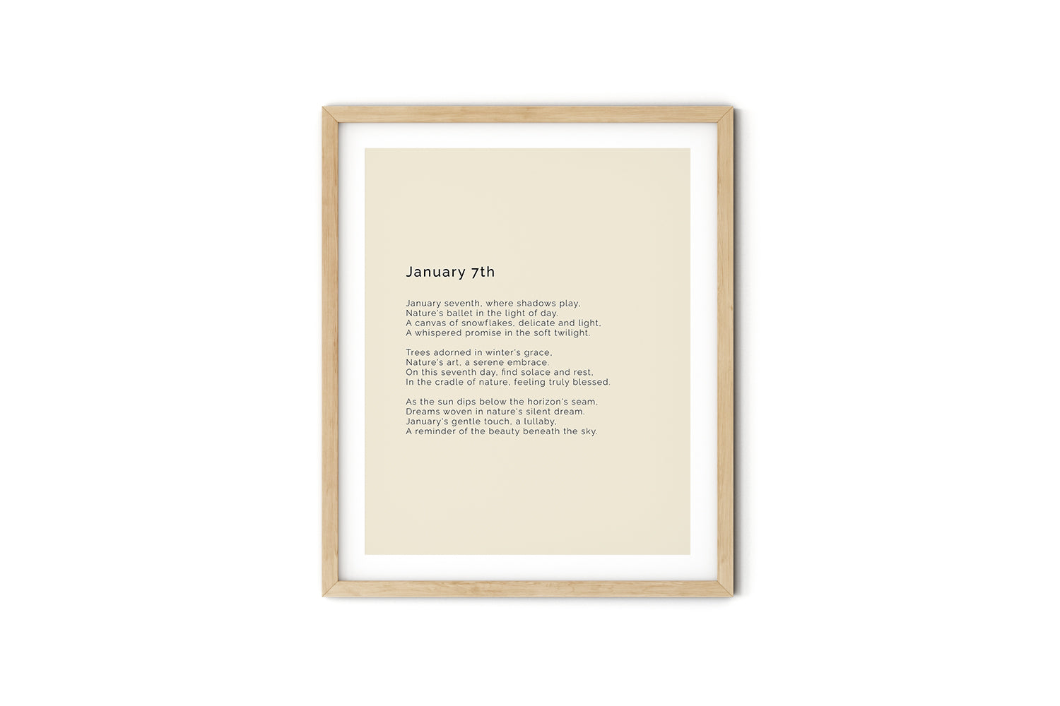 366 Daily Mindfulness Nature Poem Minimalist Print - January 7th