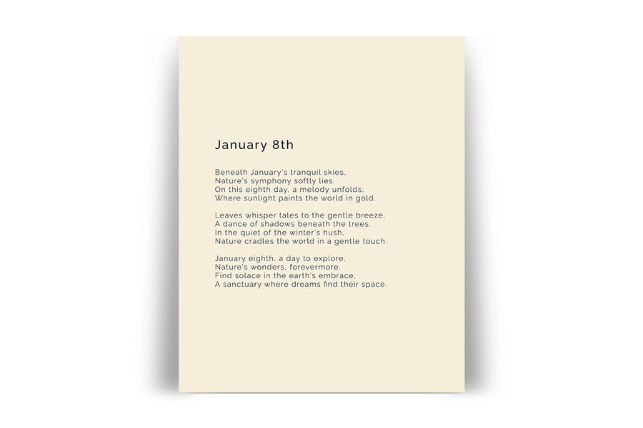 366 Daily Mindfulness Nature Poem Minimalist Print - January 8th