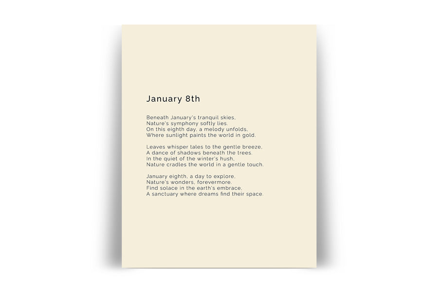 366 Daily Nature Poem Minimalist Print - January 8th