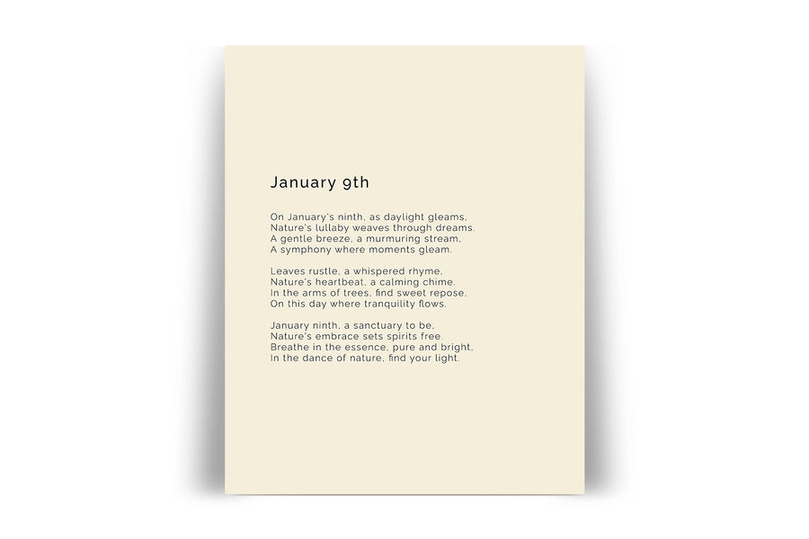 366 Daily Mindfulness Nature Poem Minimalist Print - January 9th