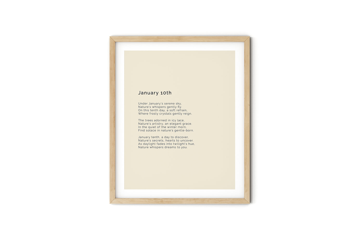 366 Daily Mindfulness Nature Poem Minimalist Print - January 10th