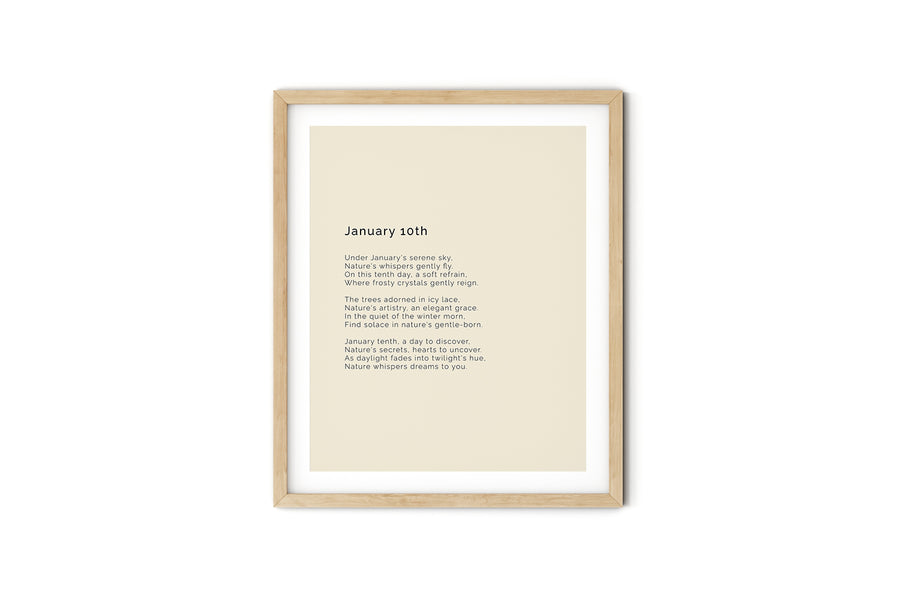 366 Daily Mindfulness Nature Poem Minimalist Print - January 10th