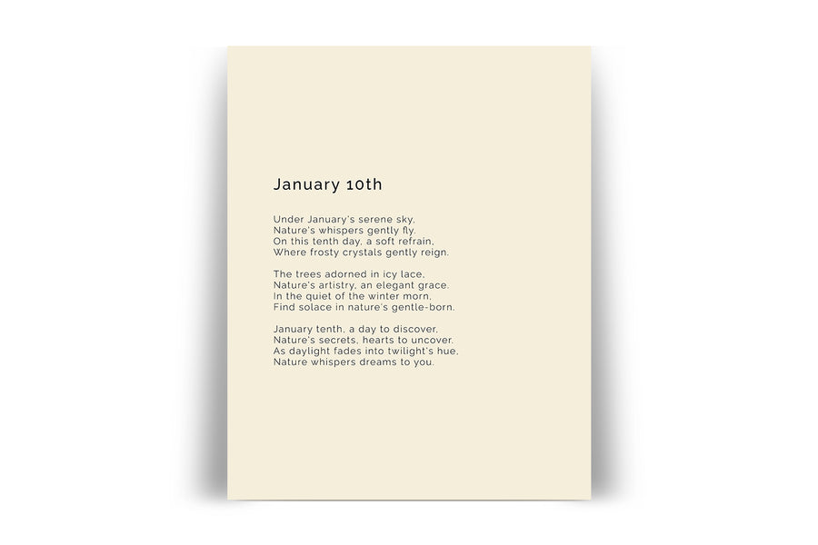 366 Daily Mindfulness Nature Poem Minimalist Print - January 10th