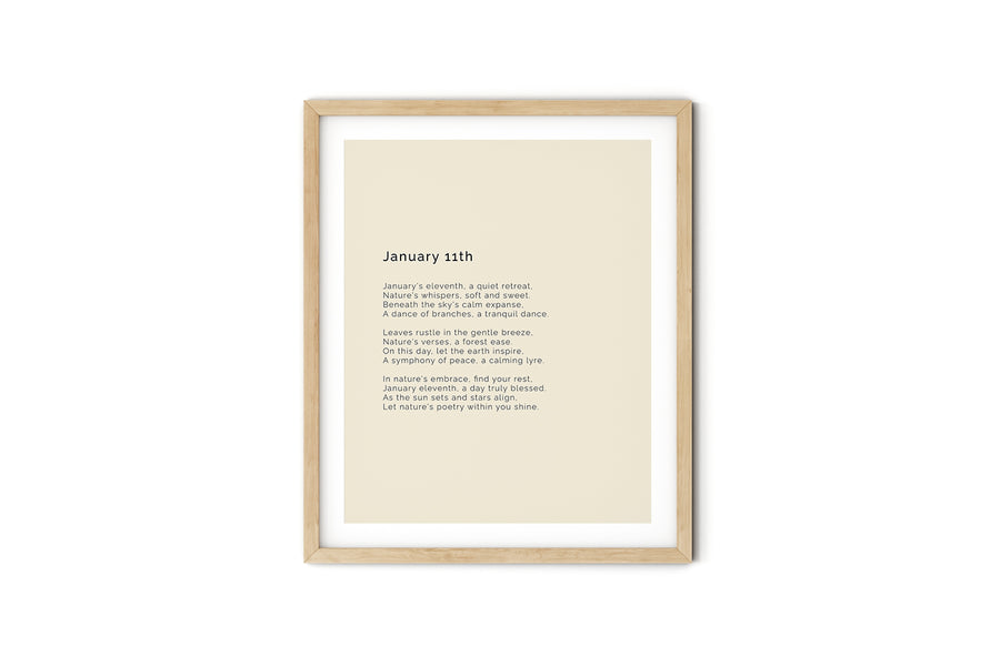 366 Daily Mindfulness Nature Poem Minimalist Print - January 11th