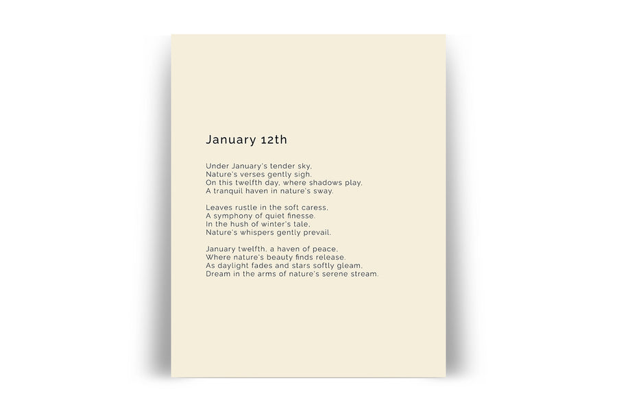 366 Daily Nature Poem Minimalist Print - January 12th