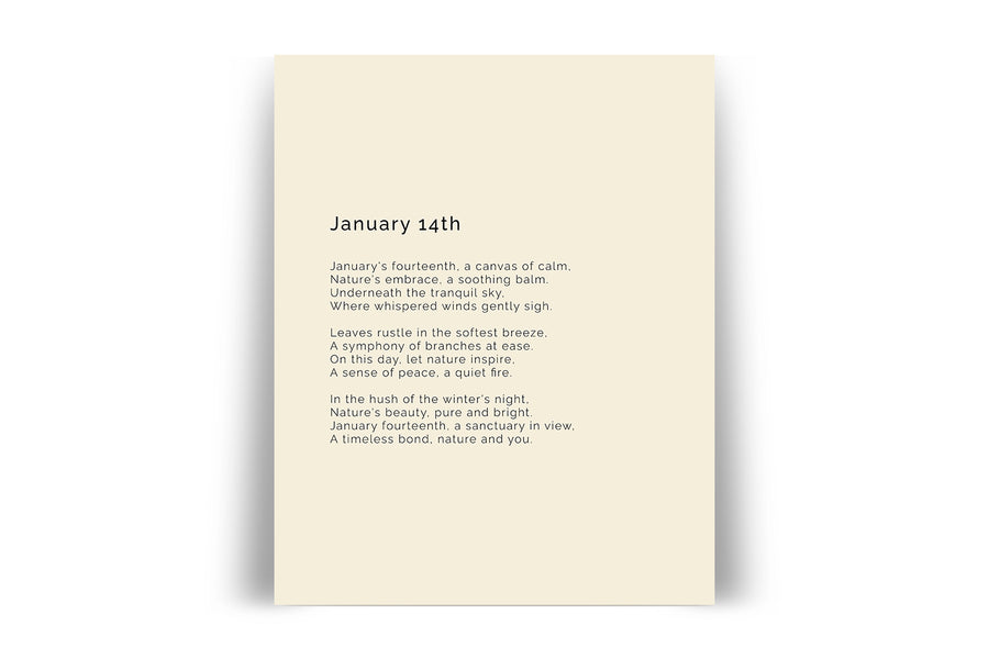 366 Daily Mindfulness Nature Poem Minimalist Print - January 14th