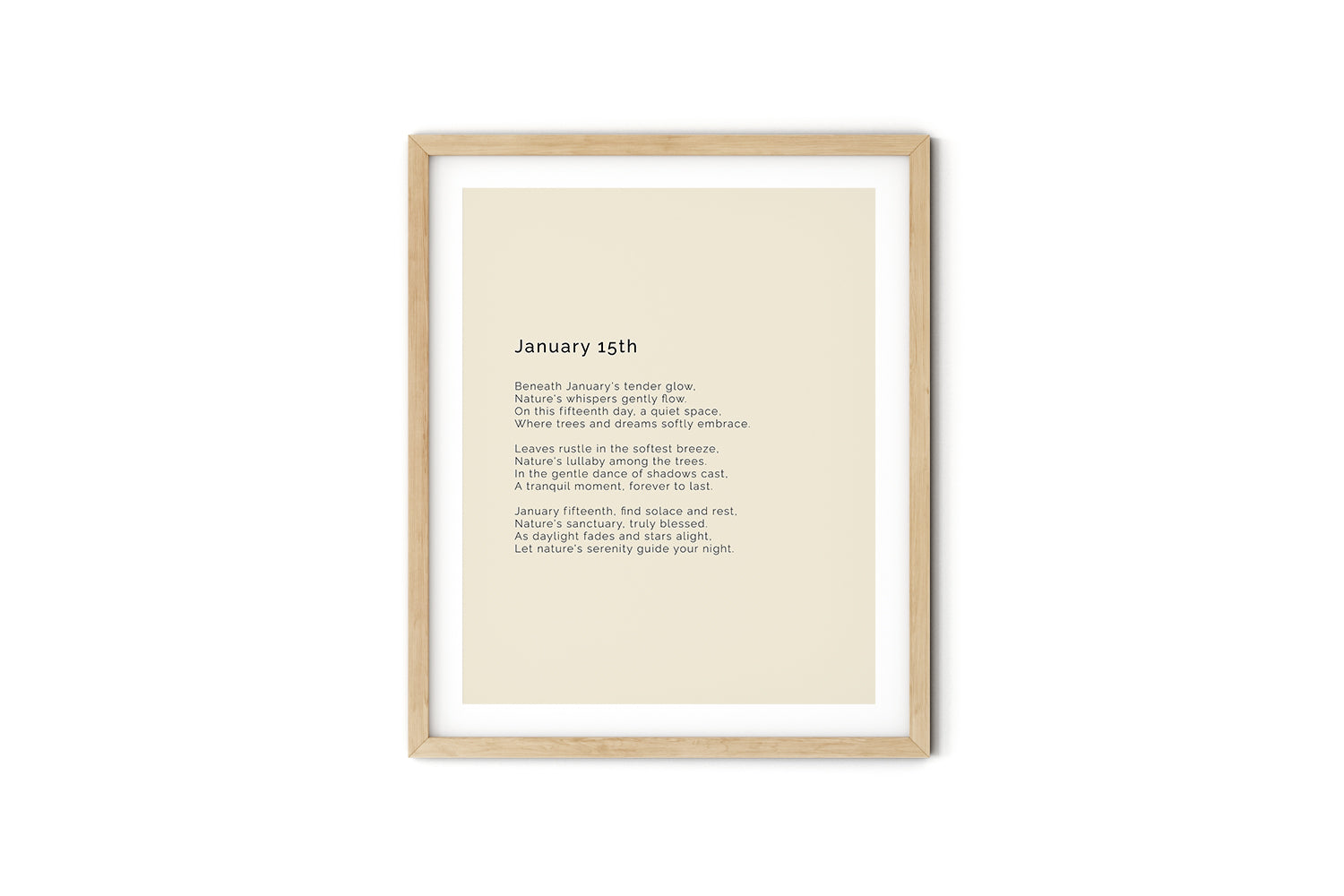 366 Daily Mindfulness Nature Poem Minimalist Print - January 15th