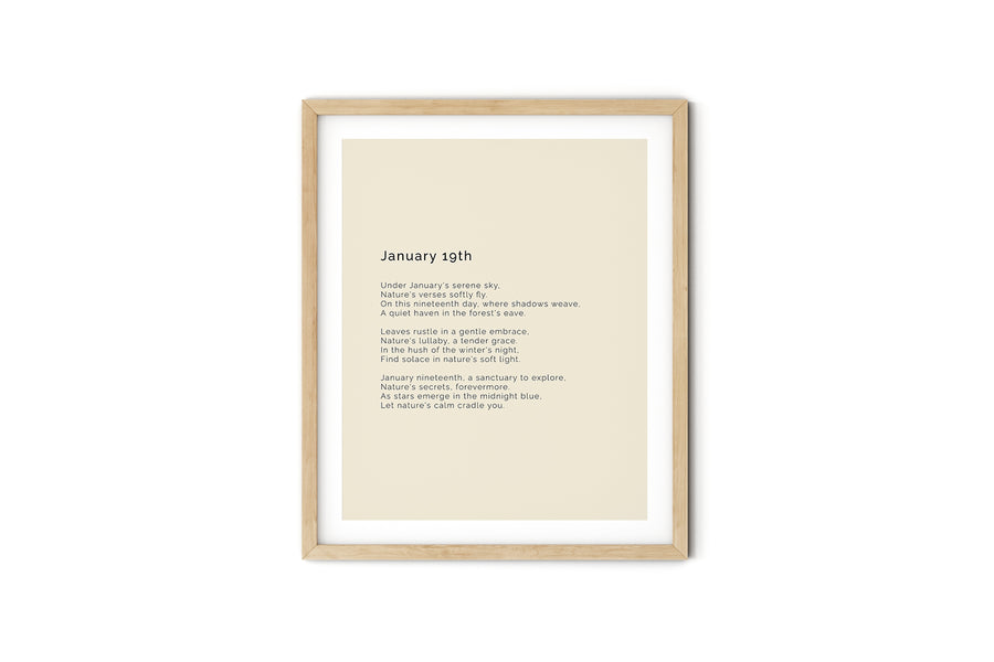 366 Daily Mindfulness Nature Poem Minimalist Print - January 19th