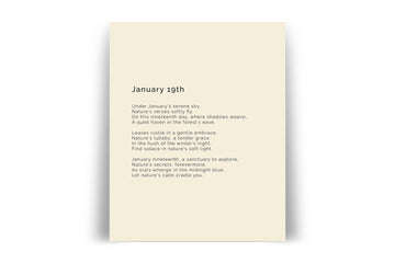 366 Daily Mindfulness Nature Poem Minimalist Print - January 19th