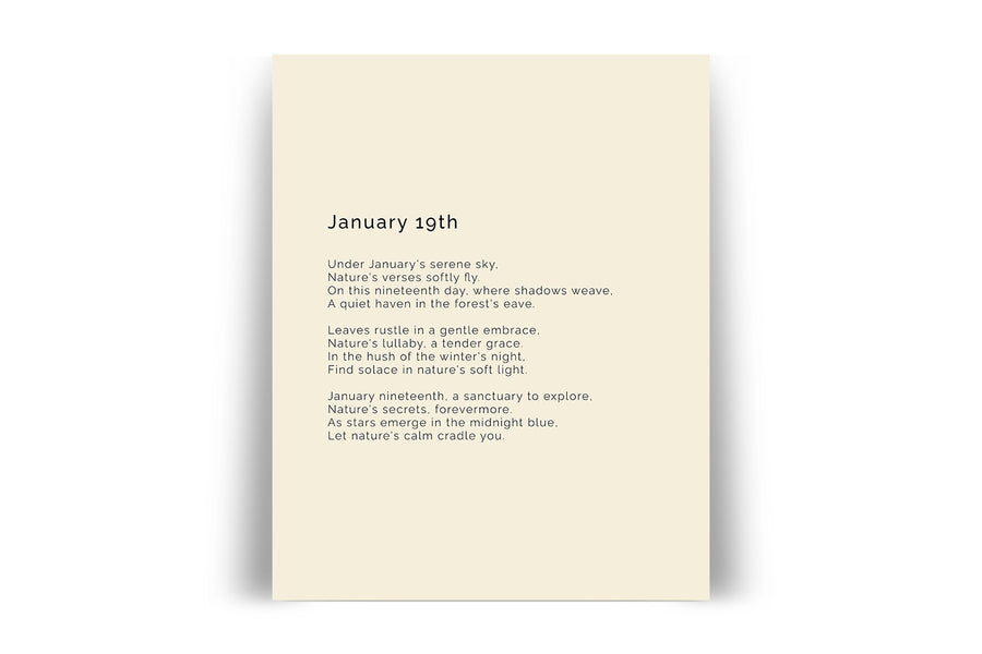 366 Daily Mindfulness Nature Poem Minimalist Print - January 19th