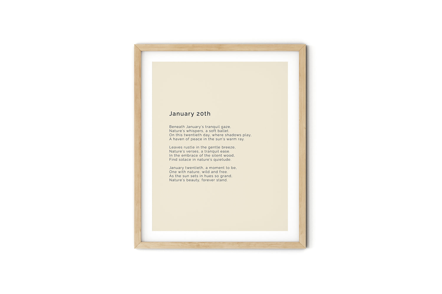 366 Daily Mindfulness Nature Poem Minimalist Print - January 20th