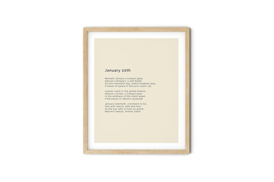 366 Daily Mindfulness Nature Poem Minimalist Print - January 20th