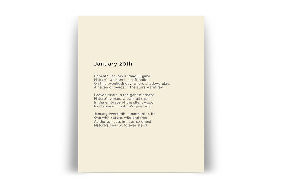366 Daily Nature Poem Minimalist Print - January 20th