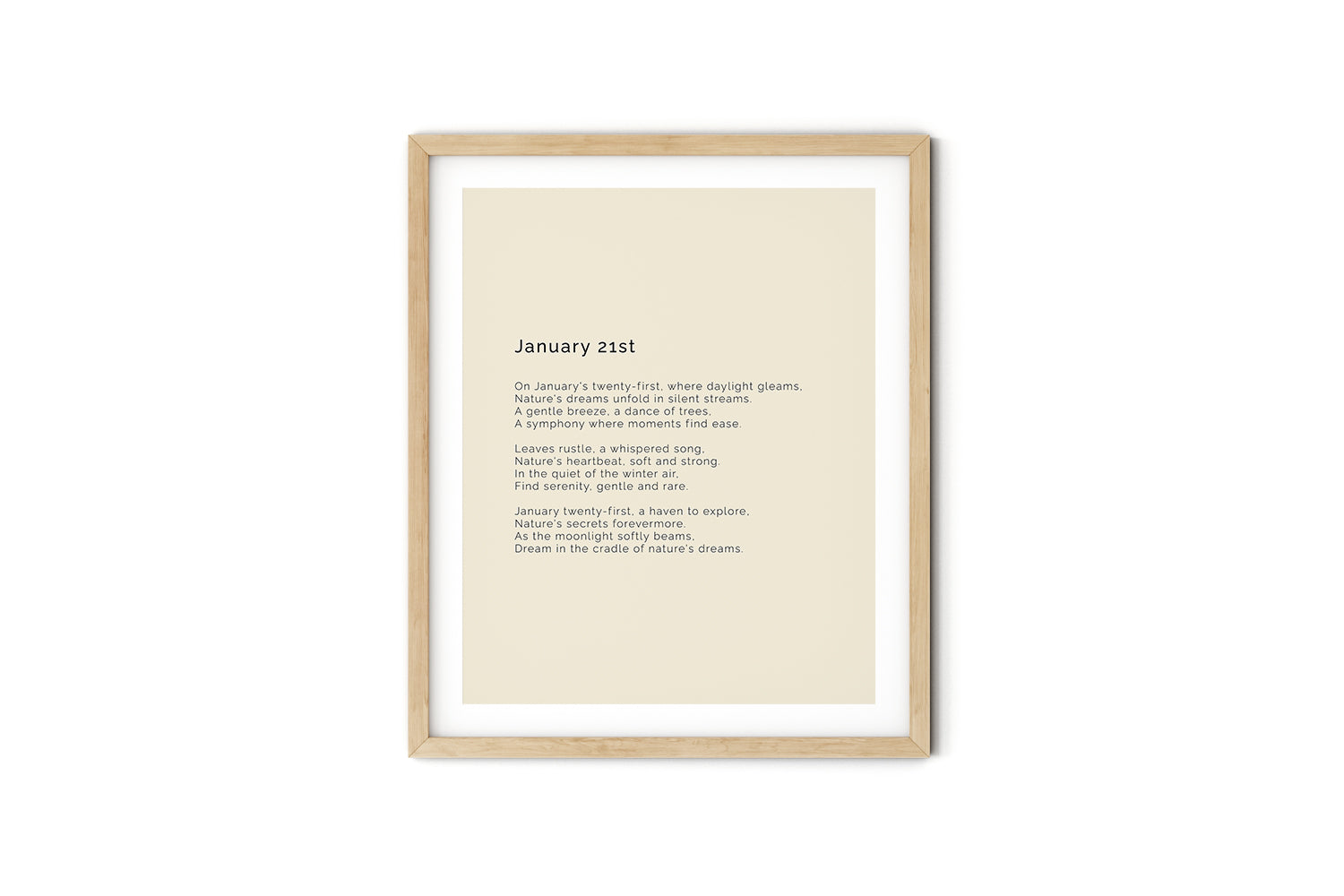 366 Daily Mindfulness Nature Poem Minimalist Print - January 21st